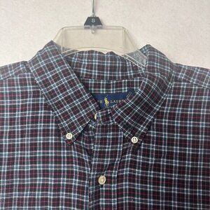 Ralph Lauren Classic Fit Shirt Mens 4XLT  Button Down up‎ black red blue plaid
